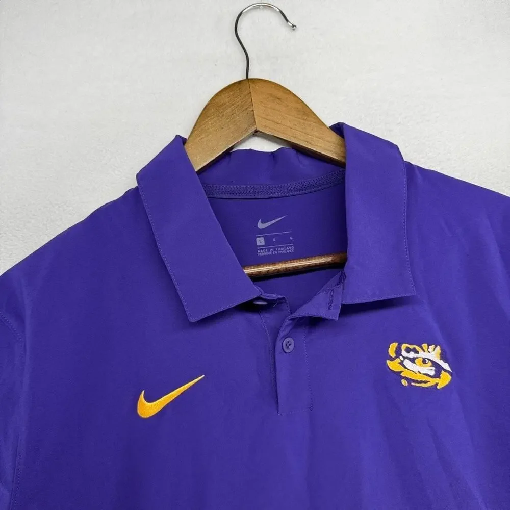 Louisiana State University Polo Shirt men's Large Purple Nike Coaches DriFit NEW
